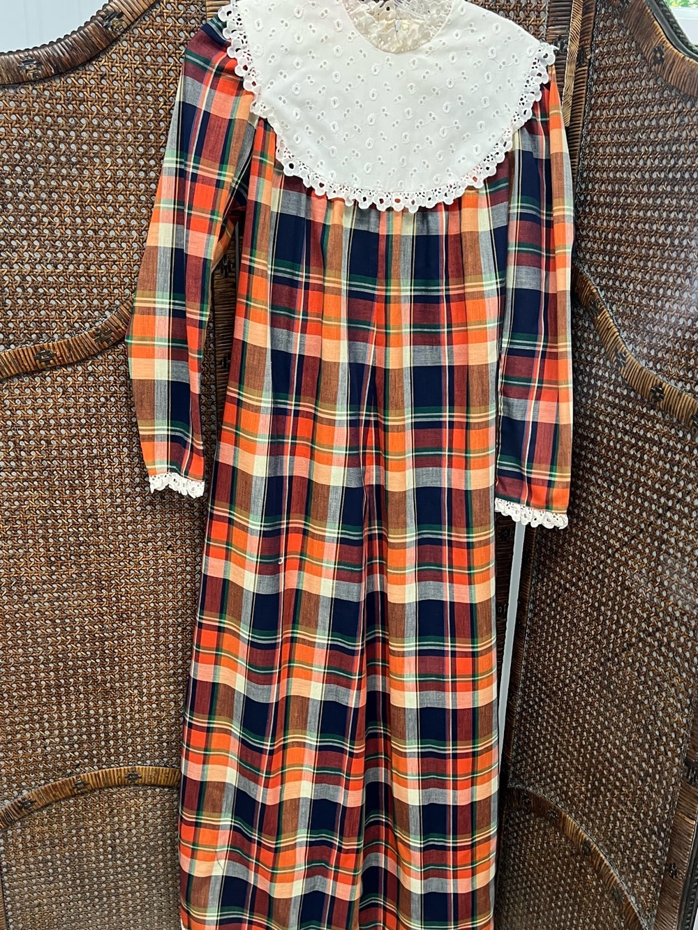 Vintage liberty house of Hawaii prairie dress plaid size 8 maxi retro